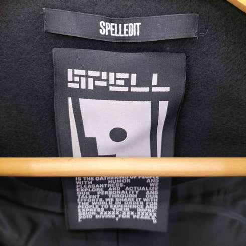 SPELLEDIT ステッチデザインウールナイロンロングコート レディース
