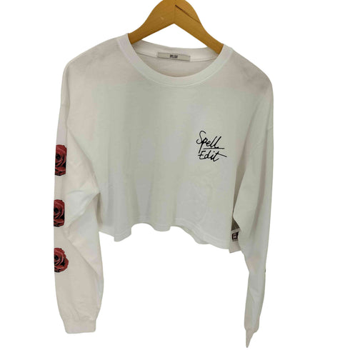 SPELLEDIT 袖薔薇プリント ショート丈 L/S カットソー レディース FREE