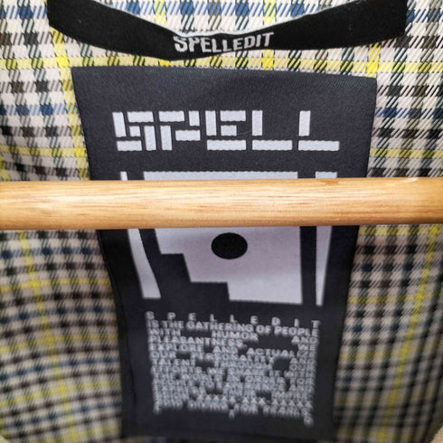 SPELLEDIT 裏地チェック ステンカラーコート レディース