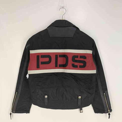 PDS PAZZO DESIGN STUDIO ロゴパッチ 裏地キルティング 素材切替 ライダースジャケット メンズ 44