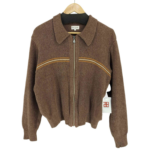 ポールスミスロンドン Paul Smith LONDON ボーダーデザイン リネンシルク ジップアップニットカーディガン メンズ import:L