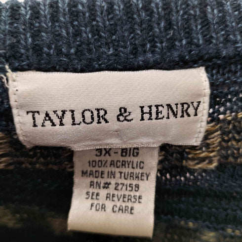 TAYLOR&HENRY ブロック エスニック 総柄 デザインニット メンズ 3X-BIG