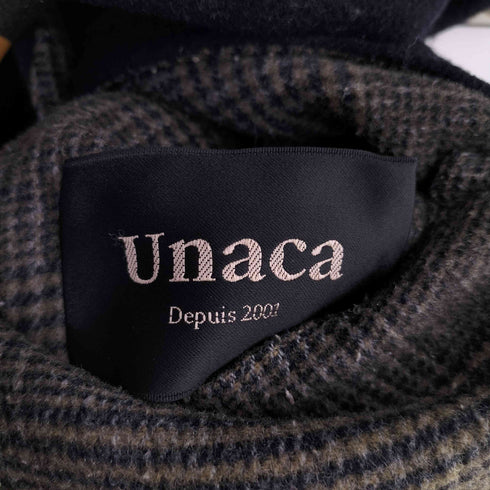 アナカ UNACA 裏地チェック レーヨン混 ウールコート レディース