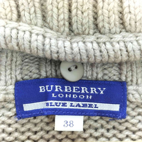 バーバリーブルーレーベル BURBERRY BLUE LABEL ホース刺繍ロゴ カシミヤ混 ニットワンピース レディース 38