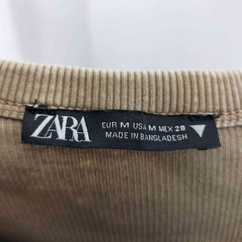 ザラ ZARA WASHED EFFECT RIBBED T-SHIRT レディース US M