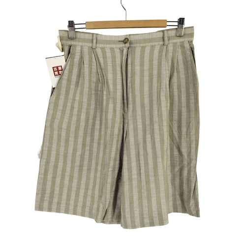 RICHARDS MADE IN UK リネンレーヨン ストライプ2タックショーツ YKK レディース 16
