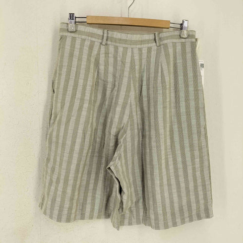 RICHARDS MADE IN UK リネンレーヨン ストライプ2タックショーツ YKK レディース 16