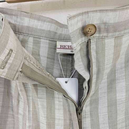 RICHARDS MADE IN UK リネンレーヨン ストライプ2タックショーツ YKK レディース 16