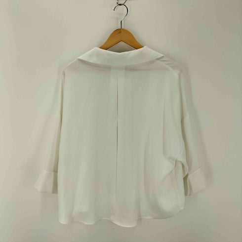 ザラ ZARA クレープ素材 ターンアップスリーブシャツ レディース import:M