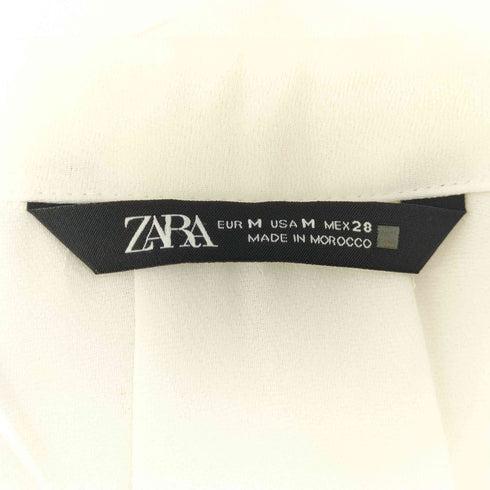 ザラ ZARA クレープ素材 ターンアップスリーブシャツ レディース import:M