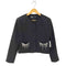 ザラ ZARA SHORT BEADED BLAZER チェーン ノーカラージャケット レディース import:L