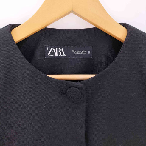 ザラ ZARA SHORT BEADED BLAZER チェーン ノーカラージャケット レディース import:L