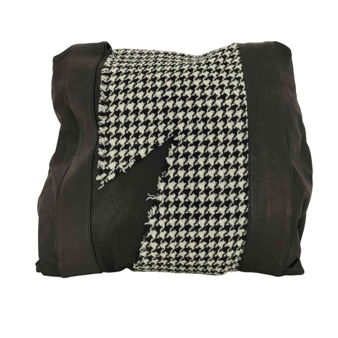 ディスコードヨウジヤマモト discord Yohji Yamamoto 24AW INFINITE インフィニット ハングトゥース 千鳥格子 切替 レザー トートバッグ メンズ