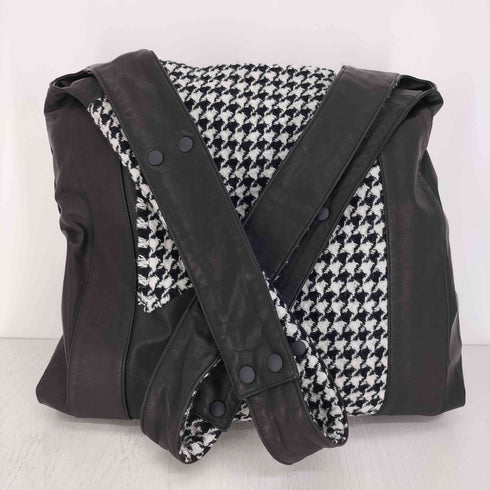 ディスコードヨウジヤマモト discord Yohji Yamamoto 24AW INFINITE インフィニット ハングトゥース 千鳥格子 切替 レザー トートバッグ メンズ