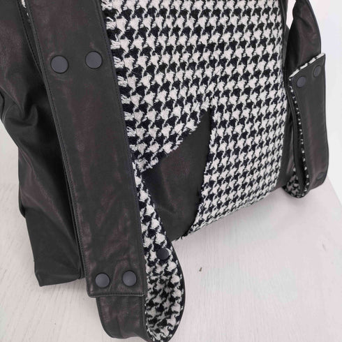 ディスコードヨウジヤマモト discord Yohji Yamamoto 24AW INFINITE インフィニット ハングトゥース 千鳥格子 切替 レザー トートバッグ メンズ