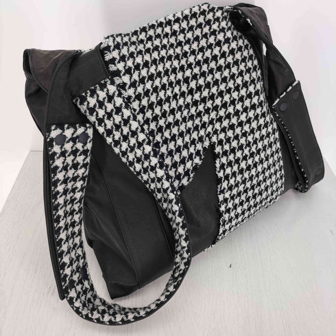 ディスコードヨウジヤマモト discord Yohji Yamamoto 24AW INFINITE インフィニット ハングトゥース 千鳥格子 切替 レザー トートバッグ メンズ