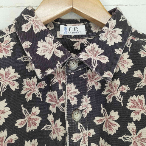 シーピーカンパニー C.P.COMPANY 80S~ 花柄 ロゴ刺繍ヘビーコットンシャツ メンズ 160