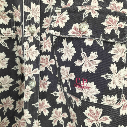 シーピーカンパニー C.P.COMPANY 80S~ 花柄 ロゴ刺繍ヘビーコットンシャツ メンズ 160