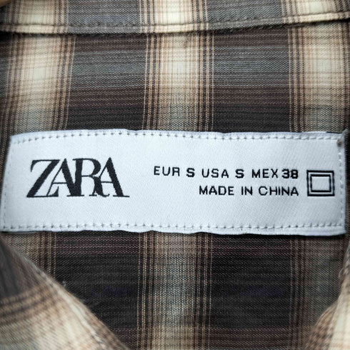 ザラ ZARA オンブレチェックシャツ メンズ JPN:S