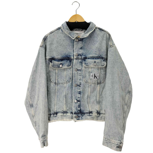 カルバンクラインジーンズ Calvin Klein Jeans 23SS ボクシ―デニムジャケットロゴパッチケミカルウォッシュデニムジャケット メンズ JPN:L