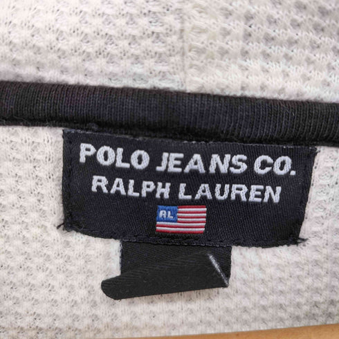 ポロジーンズ RL POLO JEANS CO. ロゴプリント 裏地サーマル プルオーバーパーカー ダブルフェイス メンズ JPN:L