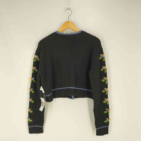 ザラ ZARA EMBROIDERED KNIT CARDIGAN フラワー 刺繍 クロップド丈 カーディガン レディース import:M