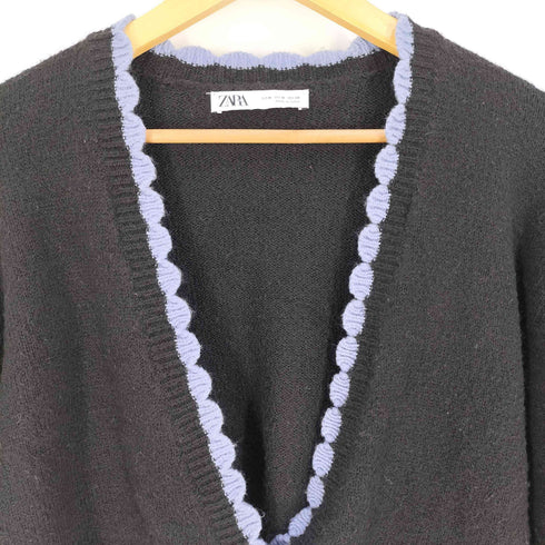 ザラ ZARA EMBROIDERED KNIT CARDIGAN フラワー 刺繍 クロップド丈 カーディガン レディース import:M