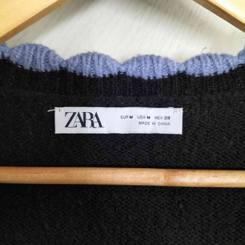 ザラ ZARA EMBROIDERED KNIT CARDIGAN フラワー 刺繍 クロップド丈 カーディガン レディース import:M