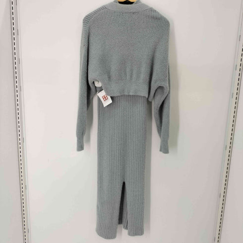 リエンダ rienda ビジュー釦カーデSET Knit OP シャギーニットワンピース レディース FREE