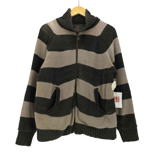 ウィルピプス Willpips ボーダー ラグランスリーブ ニット ジップアップ ジャケット メンズ import:M