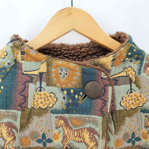 アンリリュシャピュイ Henri-Luc Chapuis ゴブラン織 裏地ボアハーフコート レディース