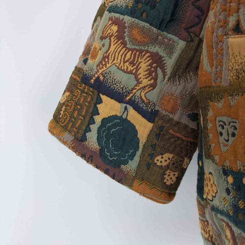 アンリリュシャピュイ Henri-Luc Chapuis ゴブラン織 裏地ボアハーフコート レディース