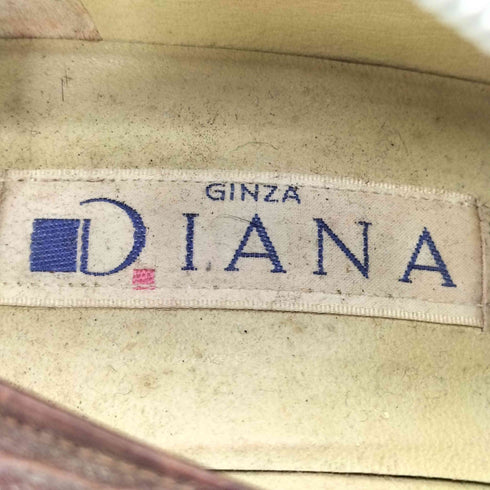 ダイアナ DIANA スクエアトゥ 型押し タッセル パンプス レディース 24 1/2