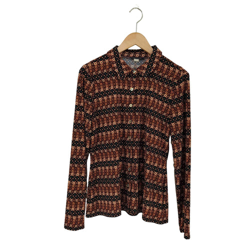 トミーヒルフィガー TOMMY HILFIGER 総柄 ストレッチ L/S シャツ レディース import:M