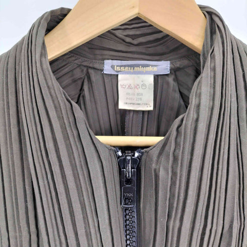 イッセイミヤケ ISSEY MIYAKE 80S 筆タグ ビッグ カラー プリーツ ジップアップ ジャケット レディース JPN:M