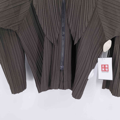 イッセイミヤケ ISSEY MIYAKE 80S 筆タグ ビッグ カラー プリーツ ジップアップ ジャケット レディース JPN:M