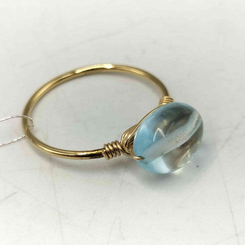 marina JEWELRY 14K Gold Filled スカイブルー 天然石 ストーン リング レディース 10号