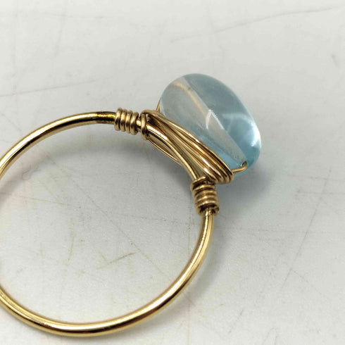 marina JEWELRY 14K Gold Filled スカイブルー 天然石 ストーン リング レディース 10号