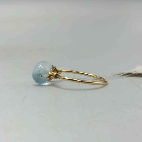 marina JEWELRY 14K Gold Filled スカイブルー 天然石 ストーン リング レディース 10号