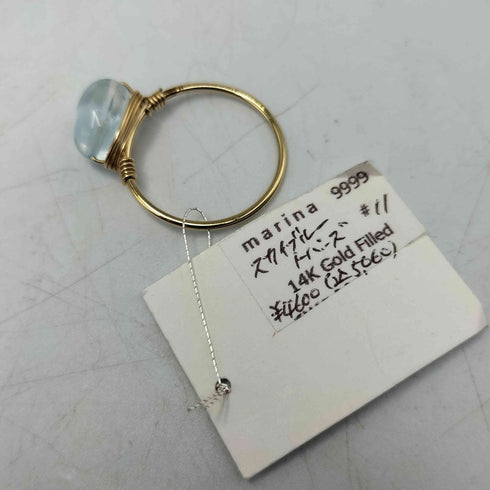 marina JEWELRY 14K Gold Filled スカイブルー 天然石 ストーン リング レディース 10号