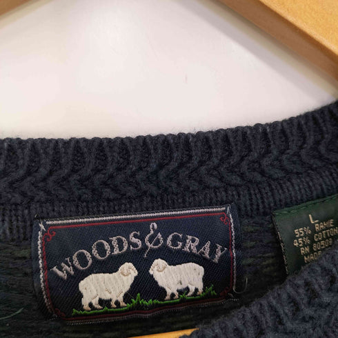 WOODS&GRAY 90s コットンラミー 総柄ニット メンズ import:L