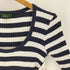 ジェイクルー J.CREW 90S USA製 緑タグ ボーダー ワッフル Uネック コットン ニット セーター レディース import:S