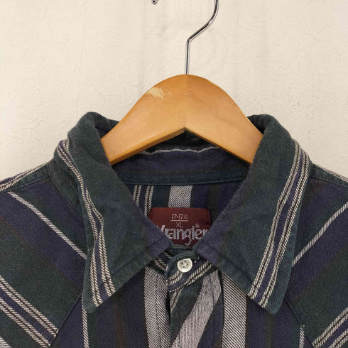 ラングラー Wrangler 80S 茶タグ ストライプ ウエスタンシャツ メンズ 17 1/2