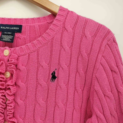 ラルフローレン RALPH LAUREN ポニー刺繍 フリル ケーブルニット セーター レディース import:XL