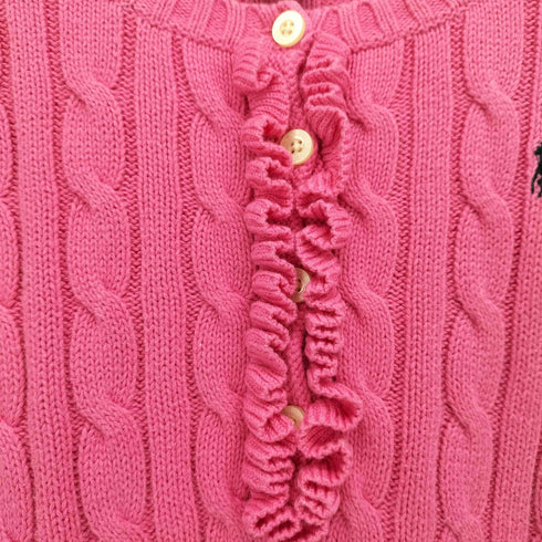 ラルフローレン RALPH LAUREN ポニー刺繍 フリル ケーブルニット セーター レディース import:XL