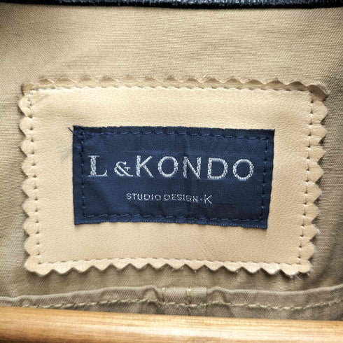 L&KONDO インディゴレザー異素材切替シングルライダースジャケット ピッグレザー メンズ 46