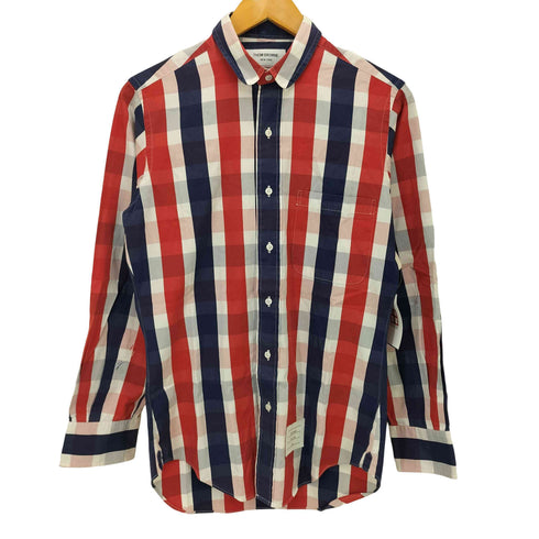 トムブラウン THOM BROWNE USA製 ブロックチェックラウンドカラーシャツ メンズ 1