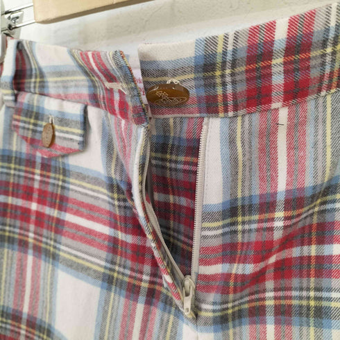 ヴィヴィアンウエストウッドレッドレーベル Vivienne Westwood RED LABEL オーブ刻印ボタン plaid pants ウールチェックパンツ レディース 2