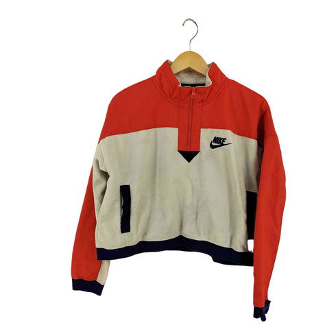 ナイキ NIKE NSW HALF-ZIP TOP ロゴ刺繍クロップド フリースジャケット レディース JPN:L