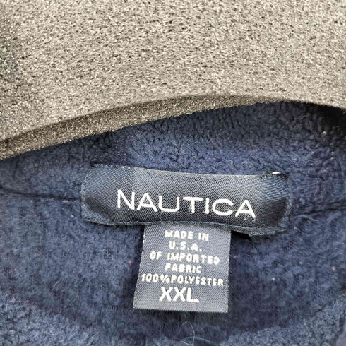 ノーティカ NAUTICA 90s MADE IN USA ロゴ刺繍 オーバーサイズフリースジャケット NAUTECH FLEECE メンズ import:XXL